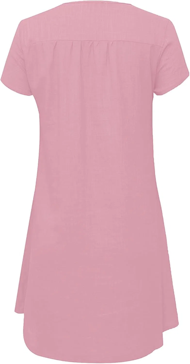 Женское платье-трапеция с V-образным вырезом, Light Pink 2 — фото 4