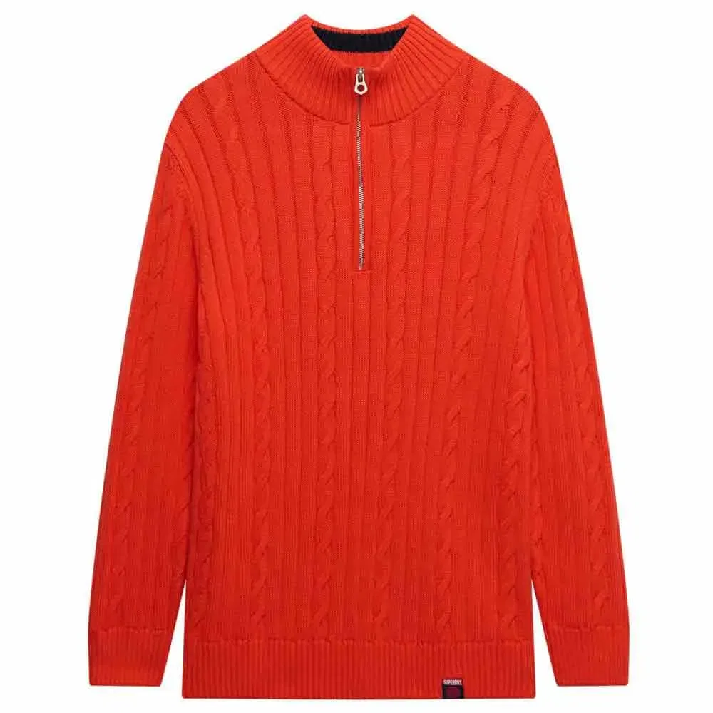 Свитер половинная молния Superdry Slouchy Cable Superdry, оранжевый — фото 3