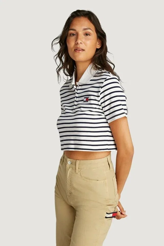 Женская хлопковое укороченное футболка Tommy Hilfiger, Multicolor