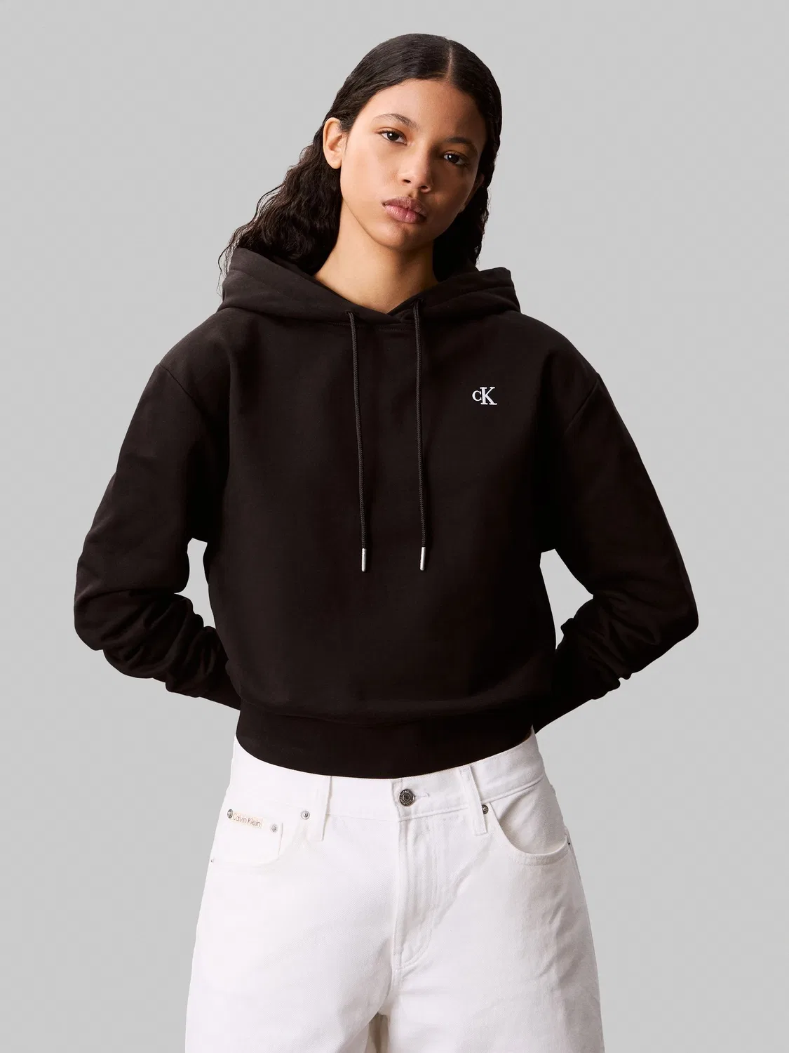 Худи Calvin Klein, хлопковый терри, Regular Fit, черный