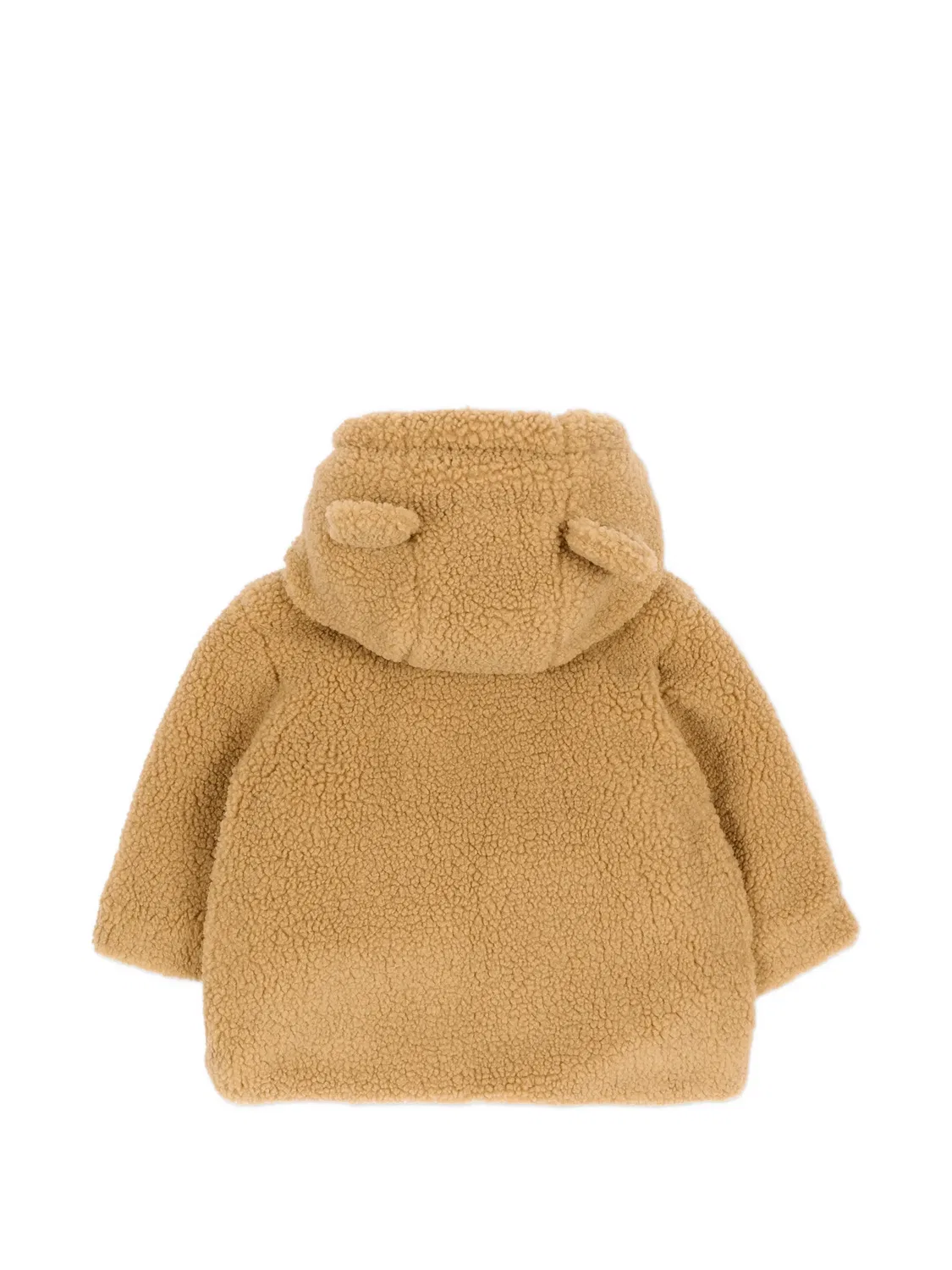 Шуба из искусственного меха с капюшоном Petit Bateau, нейтральные цвета — фото 2