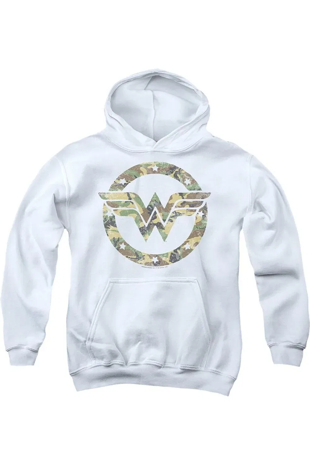 Детское худи с капюшоном DC Comics Wonder Woman Camo Wonder Woman Logo Gildan, White
