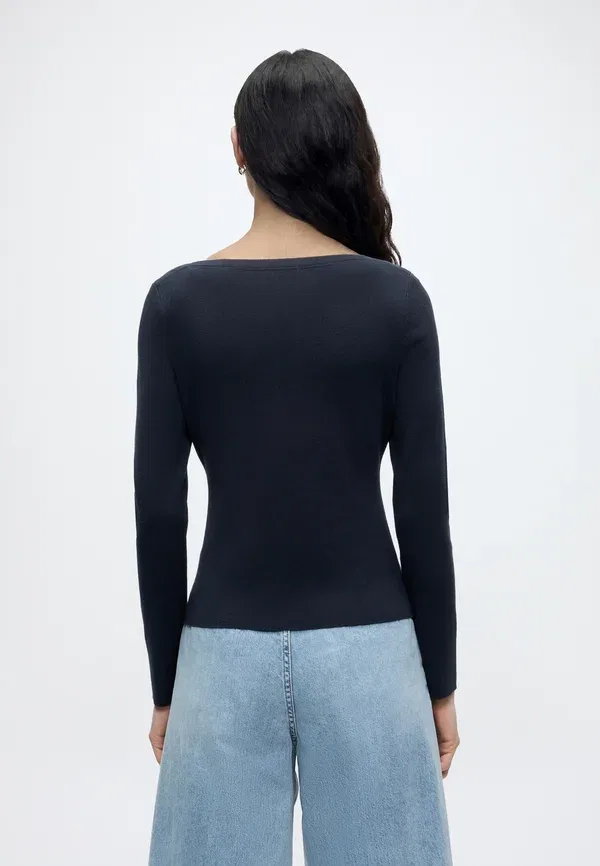 Джемпер с лодочкой, хлопок и нейлон, Full needle boat - jumper, Tommy Hilfiger, dark night темно-синий — фото 3