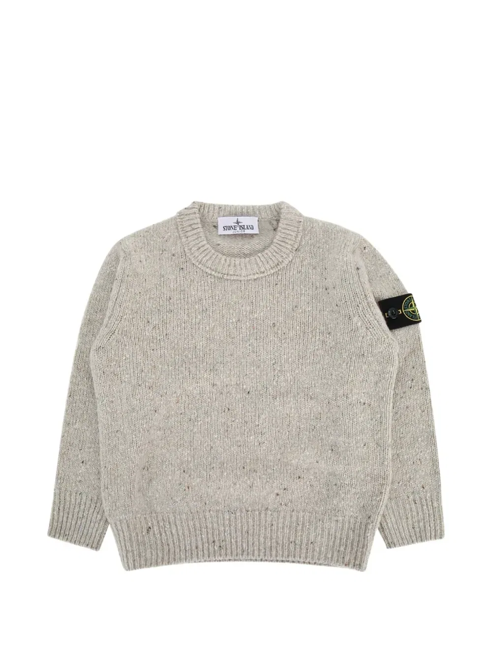 Свитер с длинными рукавами и нашивкой-логотипом Stone Island Junior, бежевый