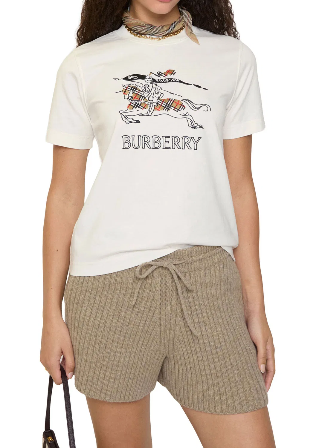 Футболка Burberry Frankie Ekd Check, женская, белый — фото 4