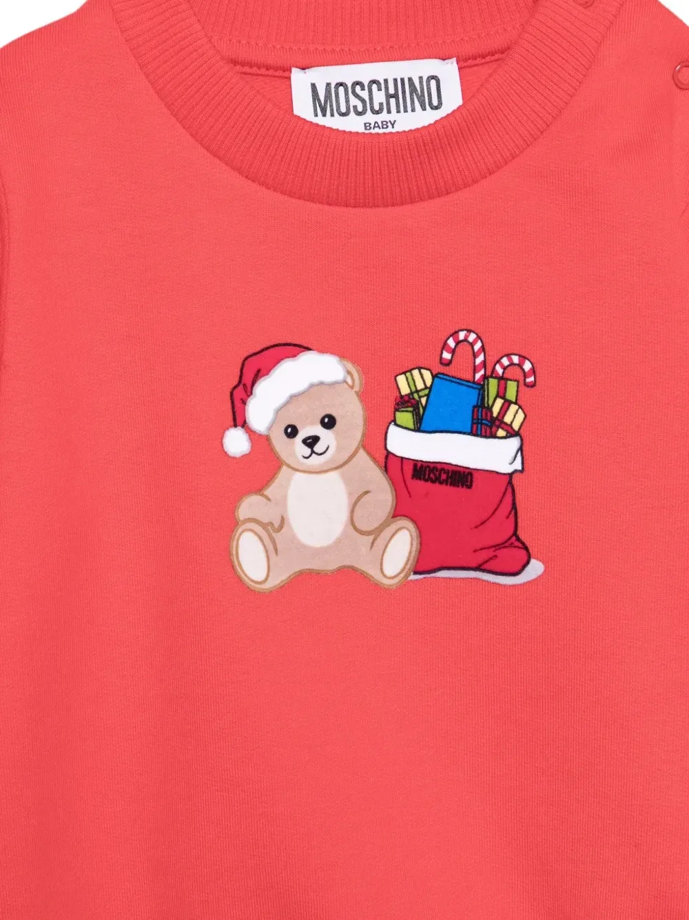 Свитшот с принтом «Тедди» Moschino Kids, красный — фото 3