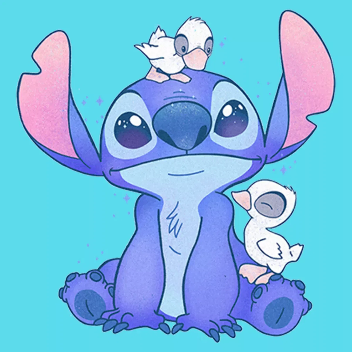 Детская футболка с принтом для девочек Lilo & Stitch Duck Friends Graphic Cropped T-Shirt, Blue — фото 2