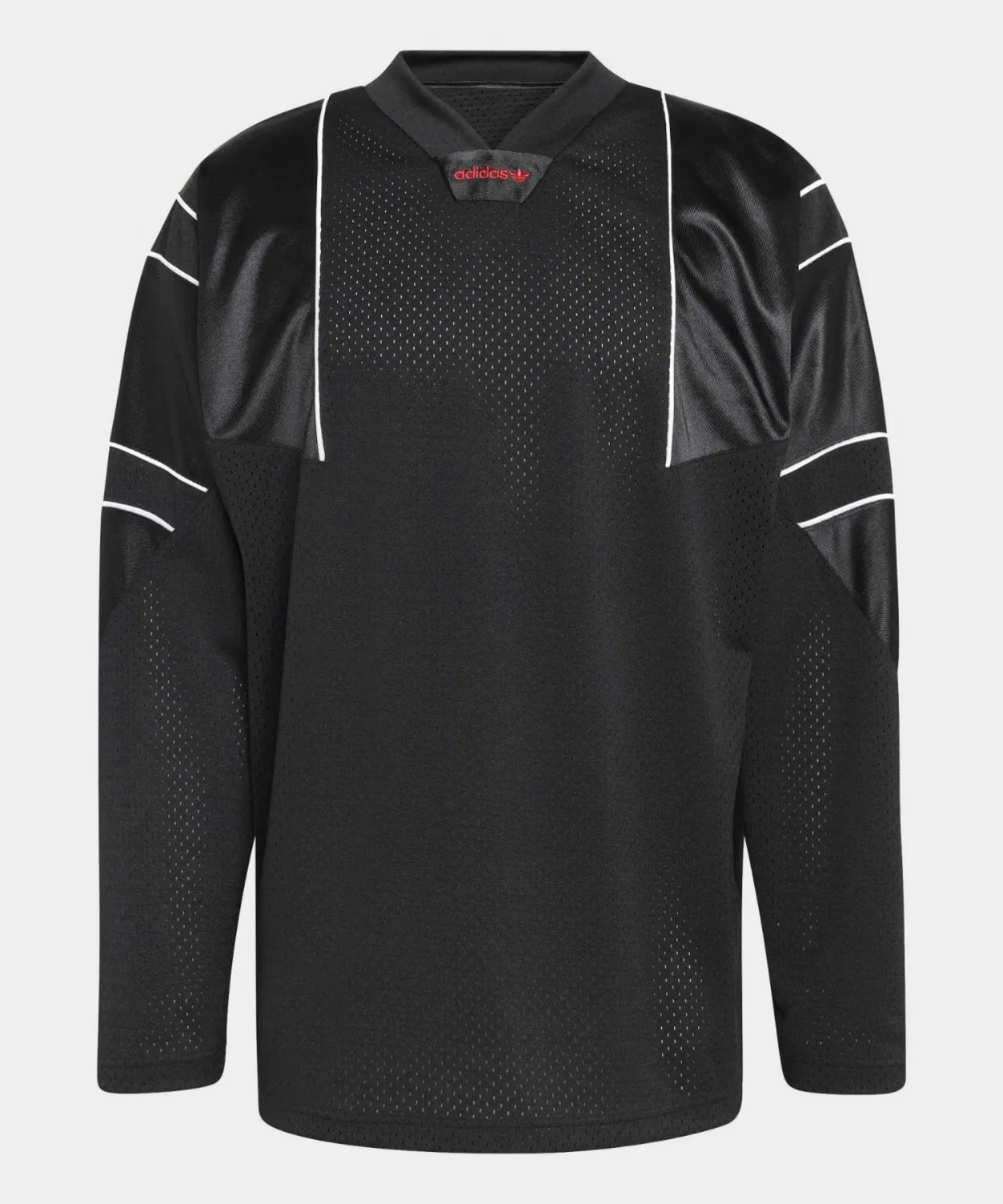 Мужское/Женское лонгслив с V-образным вырезом из сетки Adidas, Черный — фото 4