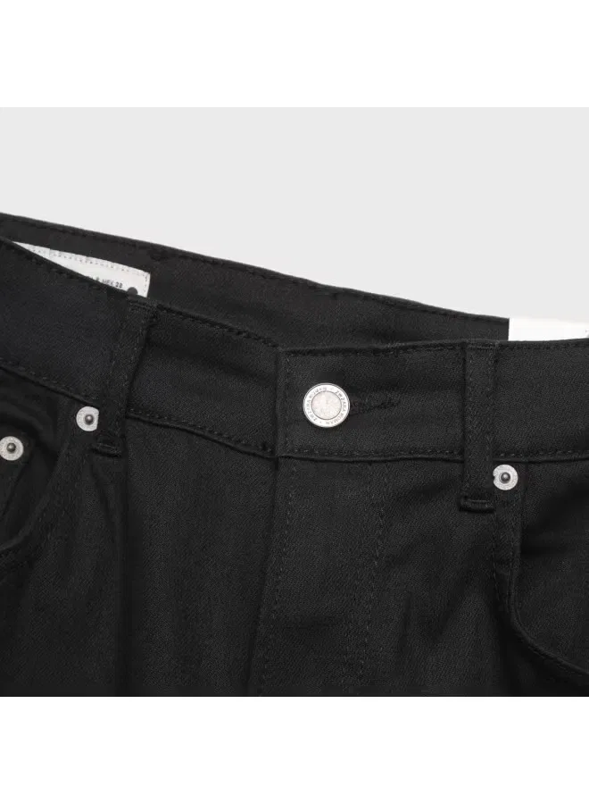 Брюки хлопковые джинсовые Zara, черный — фото 4