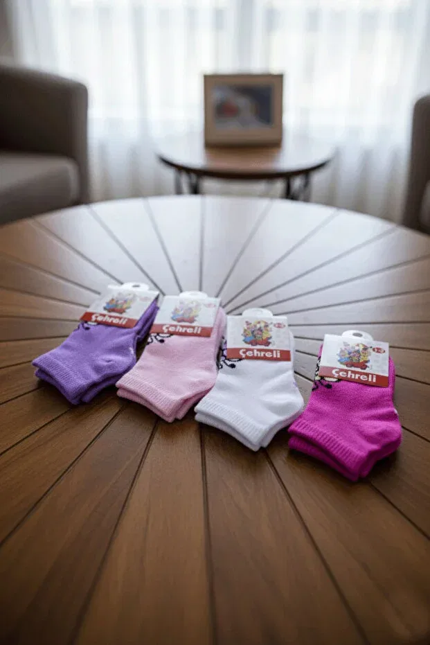 Детские носки для девочек с принтом Basics Çehreli, Purple & White Pink & Dark Pink — фото 3