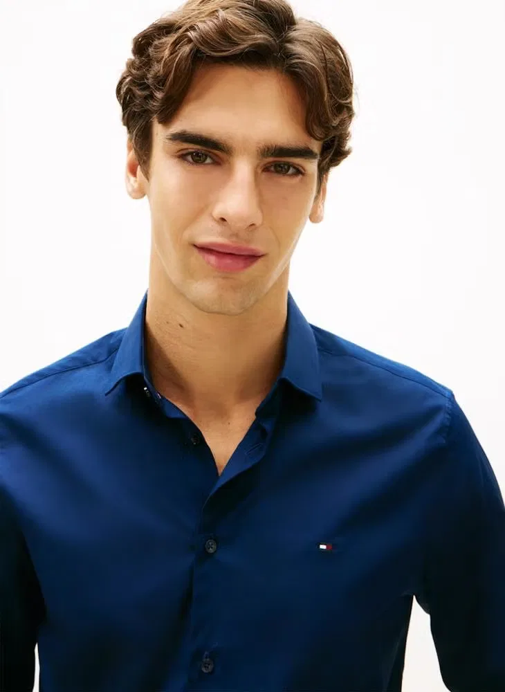 Рубашка с вышивкой флага, стройного кроя, Tommy Hilfiger, темно-синий — фото 3
