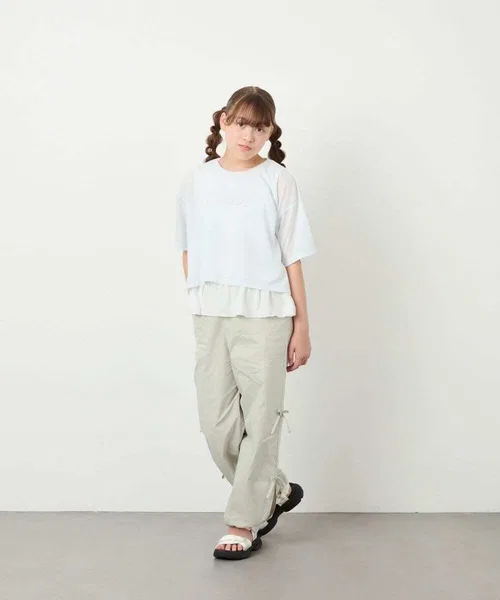 Детский комплект из футболки и топа с принтом, модель Layerd Sheer T Set, a.v.v, Light Gray — фото 4