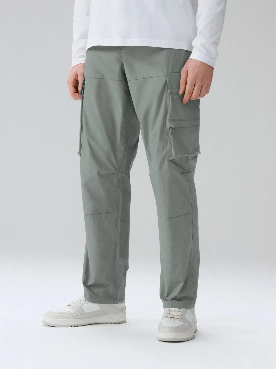 Брюки карго утилитарные, тех-стрейч, Regular Tapered Fit Next, серо-зеленый