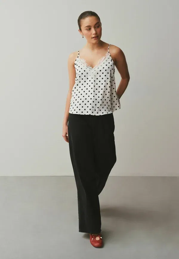 Топ с регулируемыми бретелями Next ecru polka dot, черный
