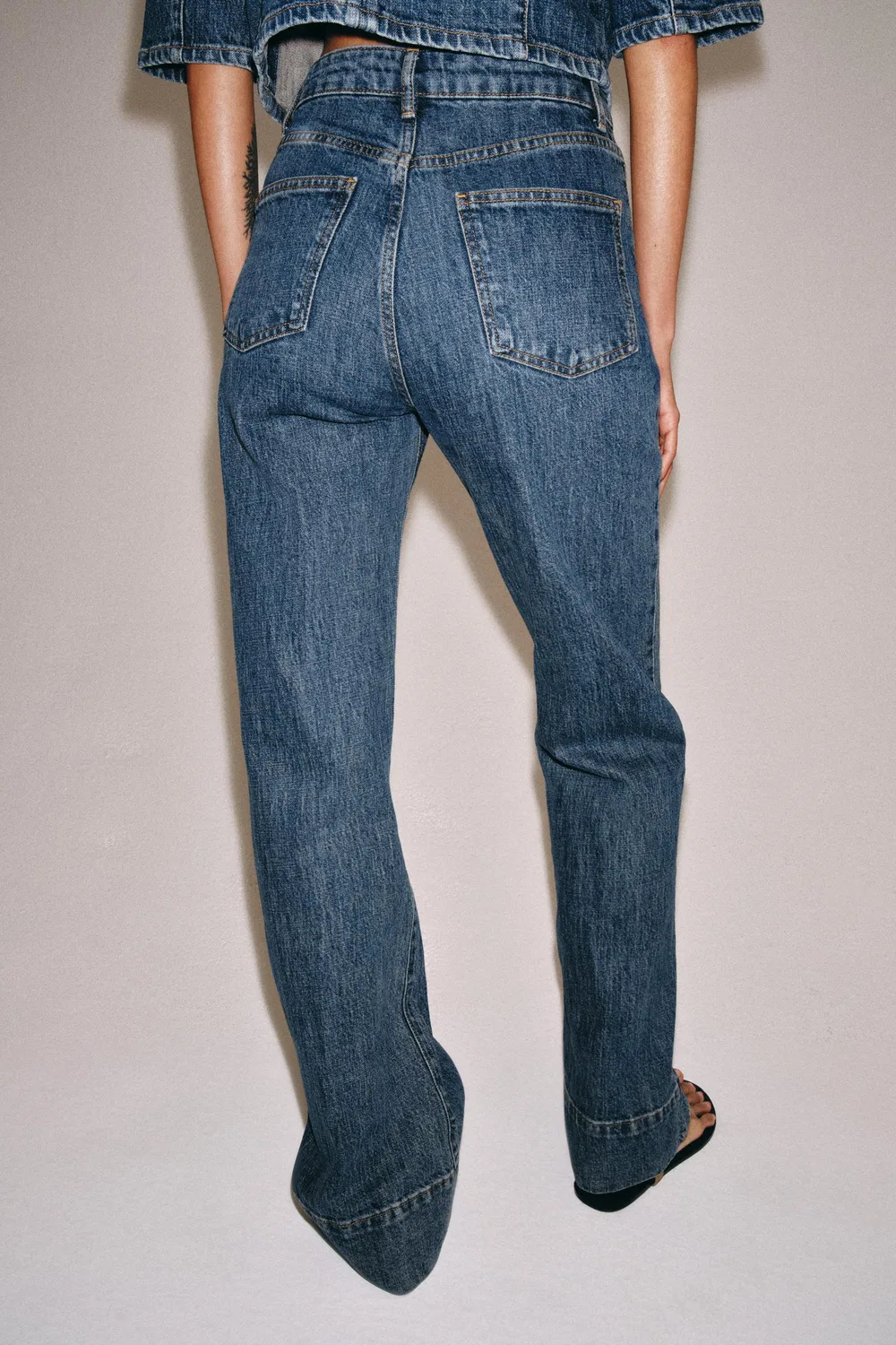 Джинсы-клеш с высокой талией из коллекции ZW ZARA, Blue — фото 3