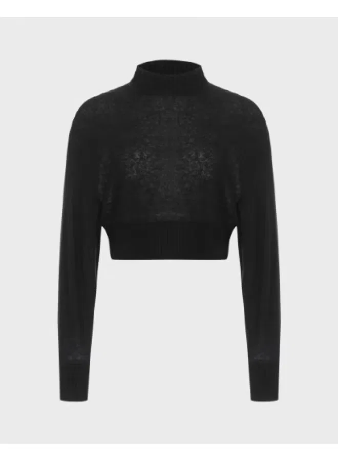 Свитер с высоким воротом свободный укороченный Zara, черный