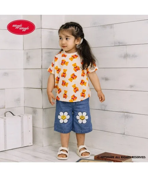 Toys"R"Us/Babies"R"Us Детская футболка с коротким рукавом, вафельная, с принтом Wiggle Bear, wiggle wiggle, Off White — фото 4