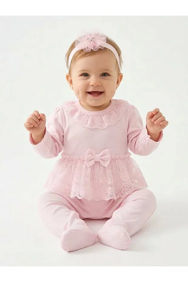 Детский комбинезон для девочек кружевной Kids Kingdom, Pink