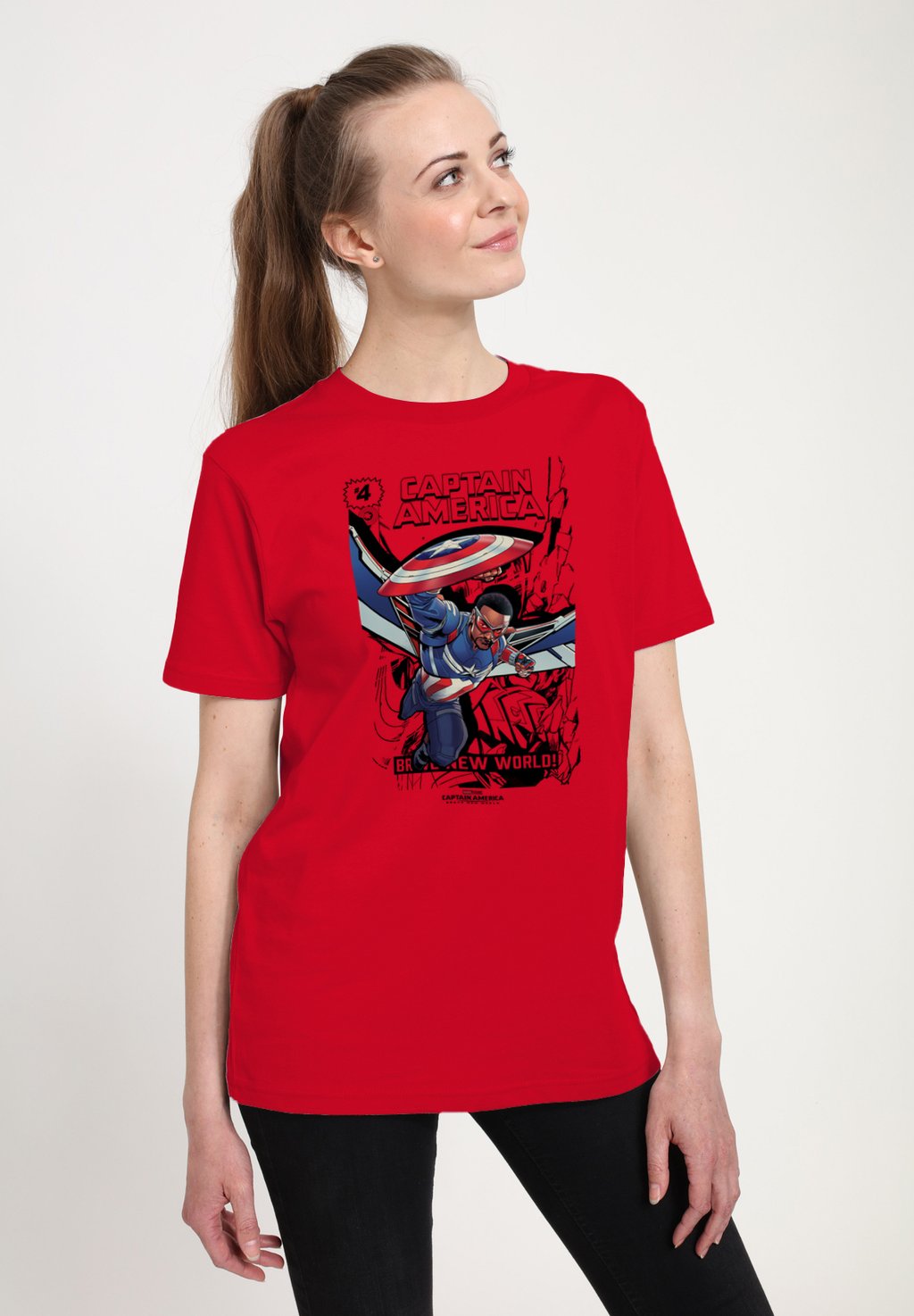 

Футболка с принтом CAPTAIN AMERICA BRAVE NEW WORLD COMIC BOOK EXPLOSION Henry Tiger, красный