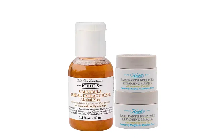 Женский набор для ухода за кожей с тонером и маской Kiehl's, 40 мл + 14 мл × 2, Chamomile Toner+White Clay Mask
