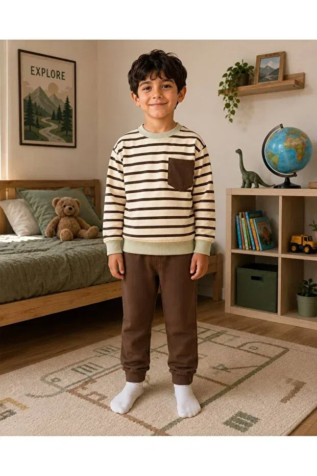 Детский спортивный комплект для мальчиков из хлопка с длинным рукавом Fil Kids, Beige