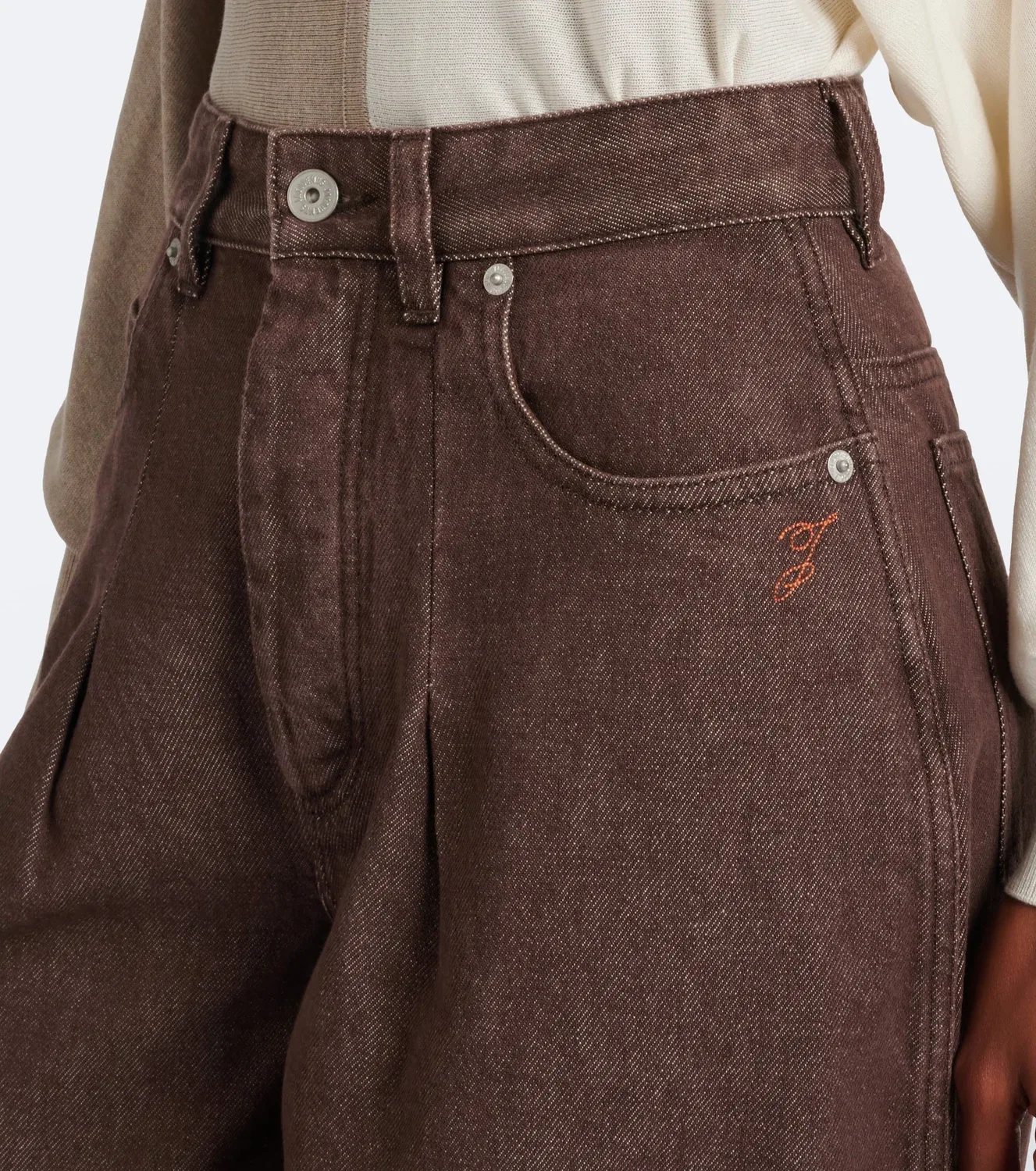 Широкие джинсы Ovalo barrel-leg Jacquemus, коричневый — фото 3
