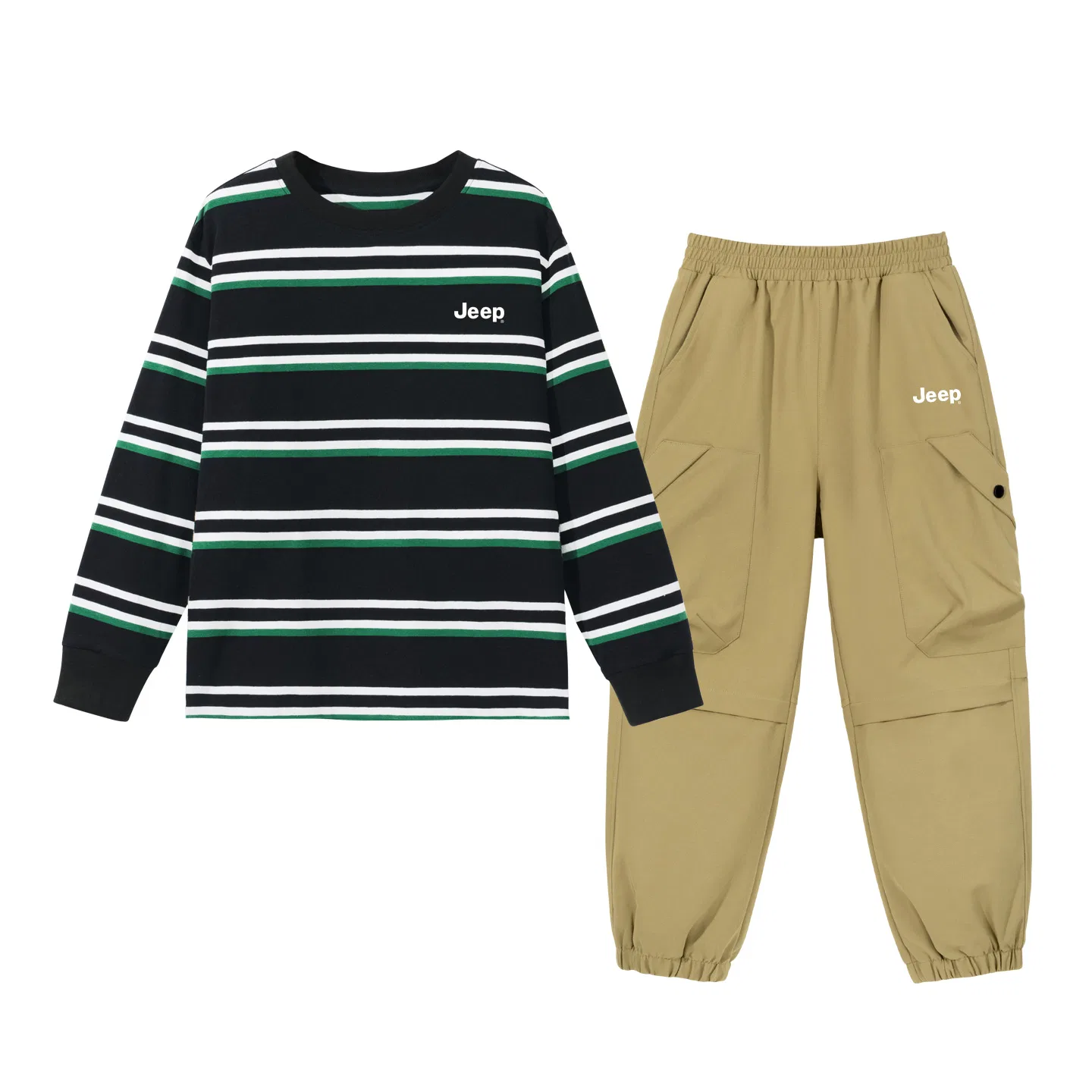 Детский комплект из футболки и шорт с принтом, Jeep, Black Green/E White Label K-Khaki/E White Label K