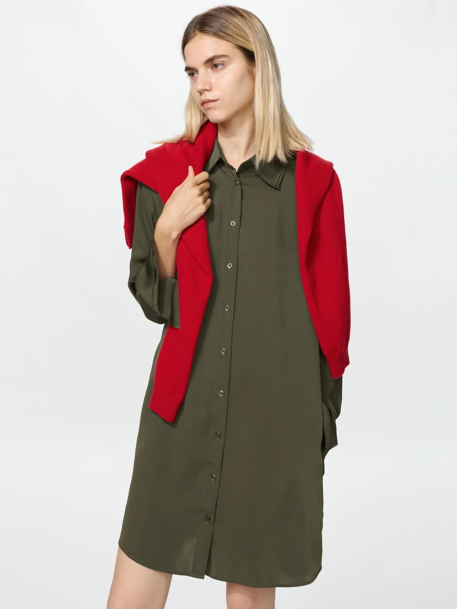 Платье-рубашка Uniqlo x JW Anderson, 57 оливковый — фото 2