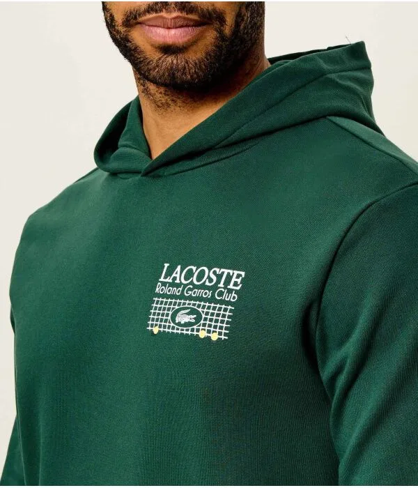 Мужское худи Lacoste X Roland Garros Relaxed Fit, Verde Bottiglia — фото 4