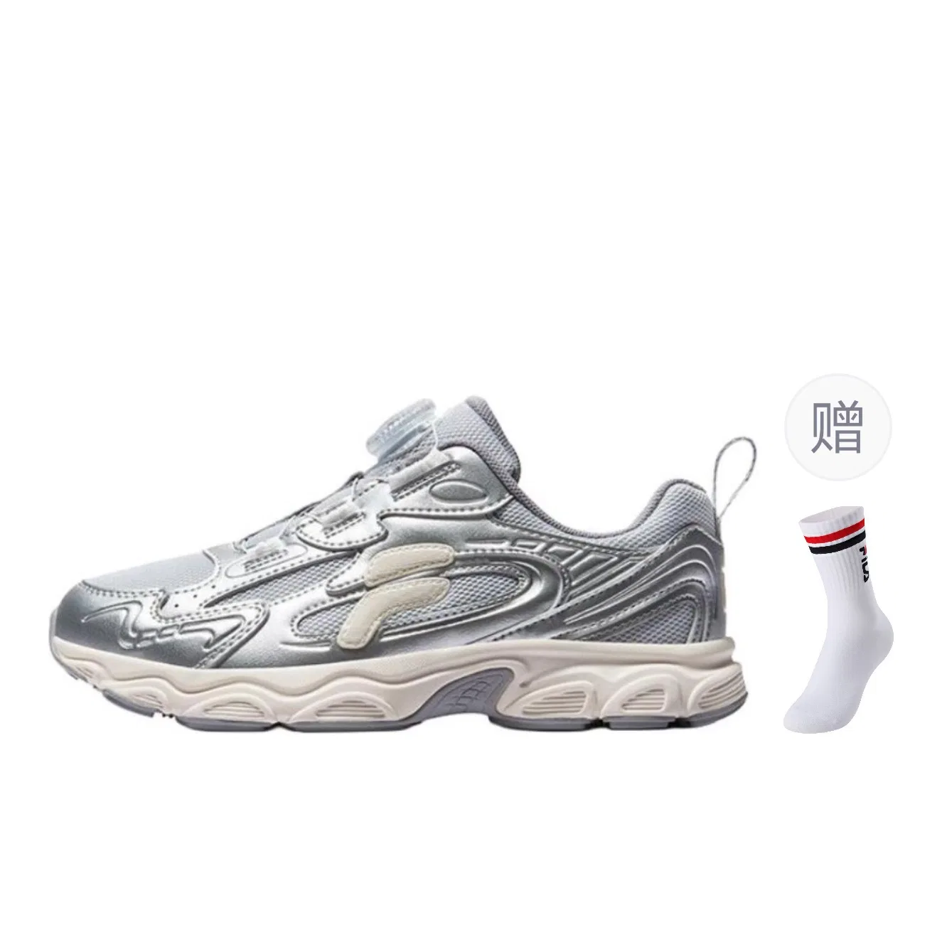 Детские кроссовки с шнуровкой, низкий верх, Microchip Gray/Space Silver, FILA KIDS
