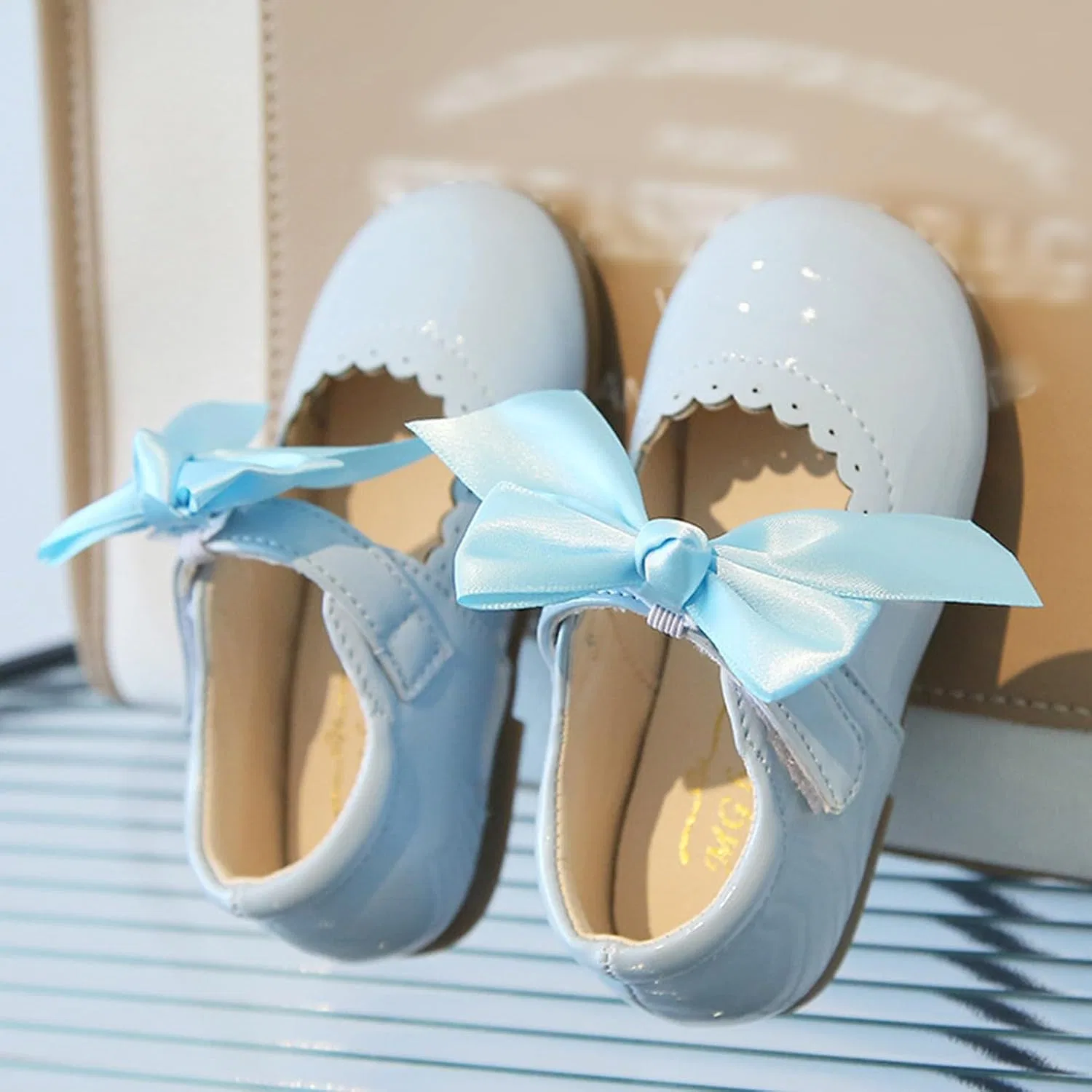 Детские туфли для девочек с бантом Princess Dress Mary Jane, Light Blue — фото 2