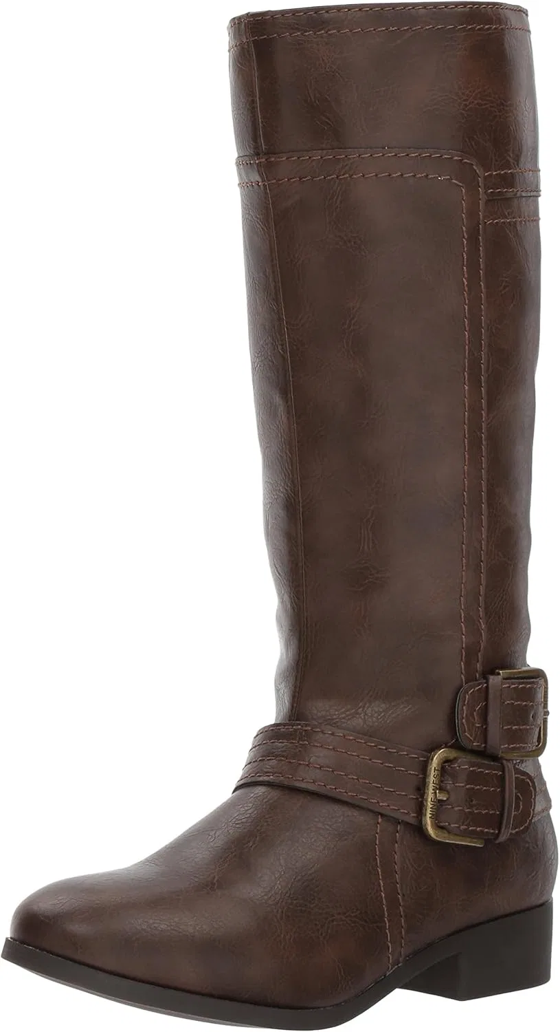 Детские ботинки для девочек с принтом TRAN 2 Nine West, Dark Brown Smooth