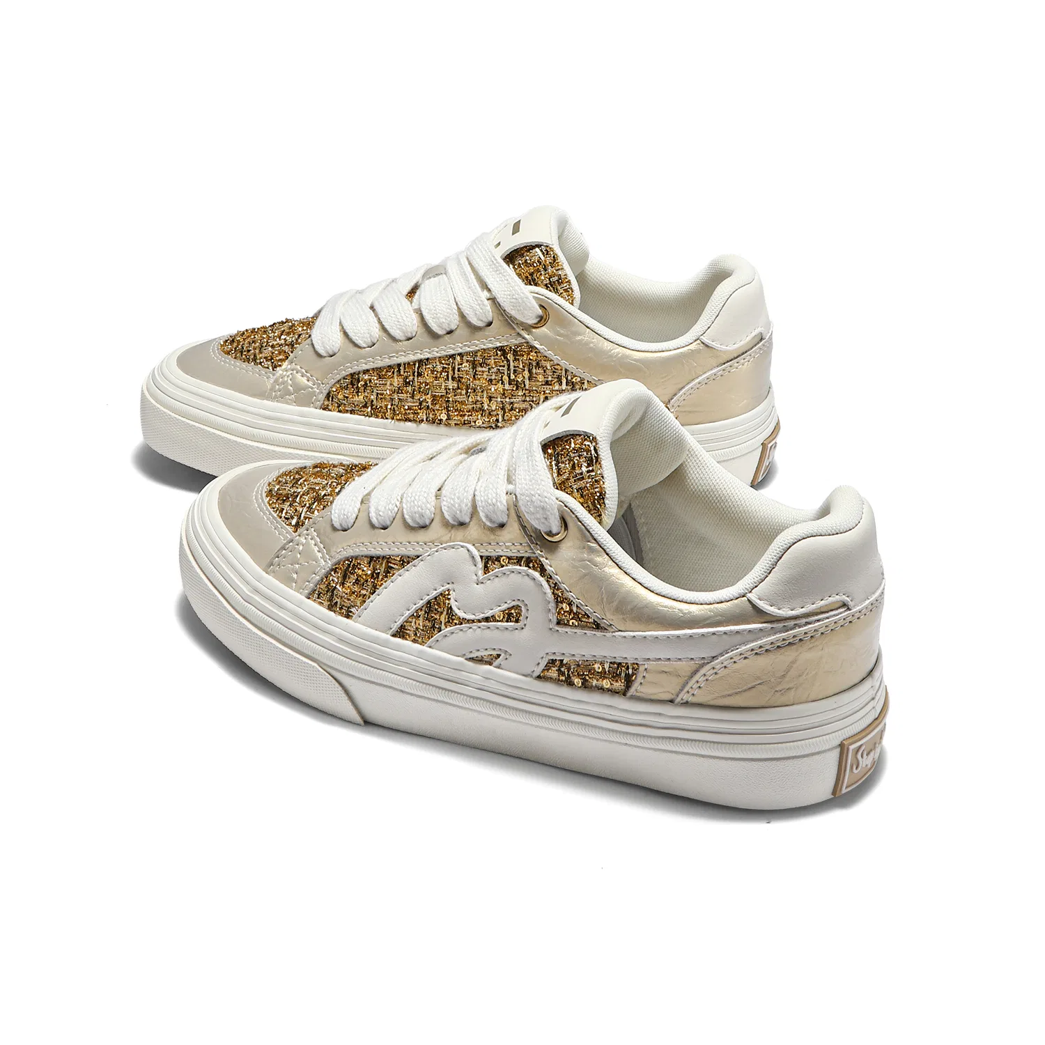 Кроссовки скейтбордические детские Low Top MINISO, White Gold — фото 4