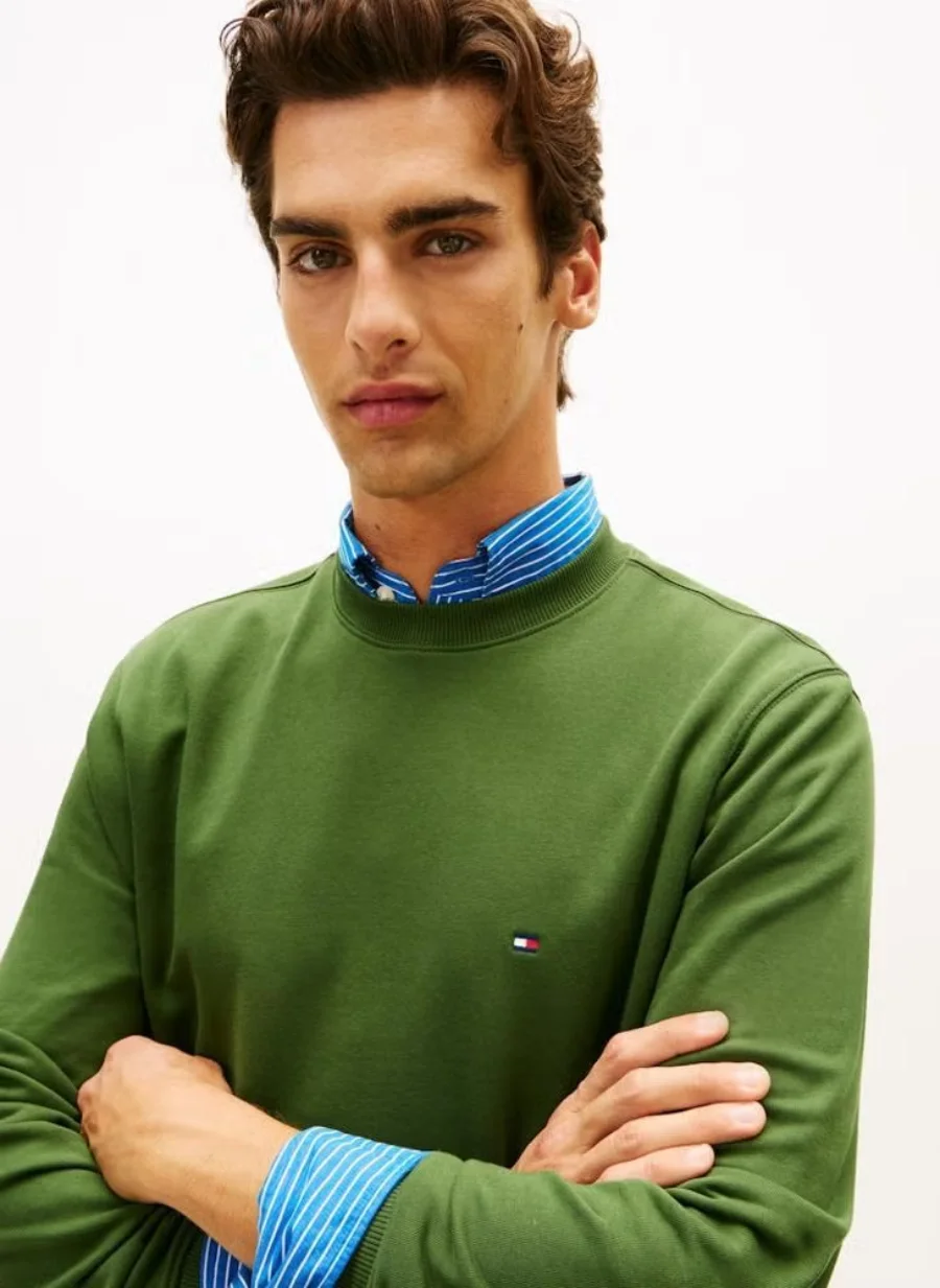 Свитшот Tommy Hilfiger Flag Embroidery, зеленый — фото 3
