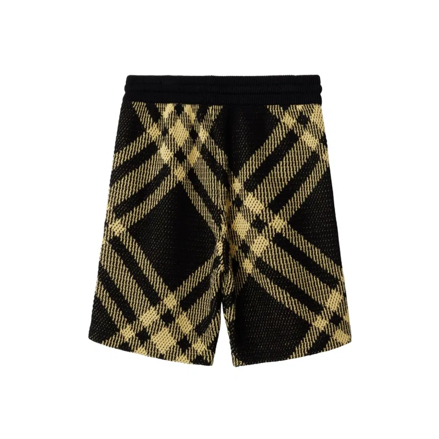 Шорты хлопковые с принтом Kids Check Pattern Drawstring Knitted Shorts Burberry, Yellow Ip Check — фото 2