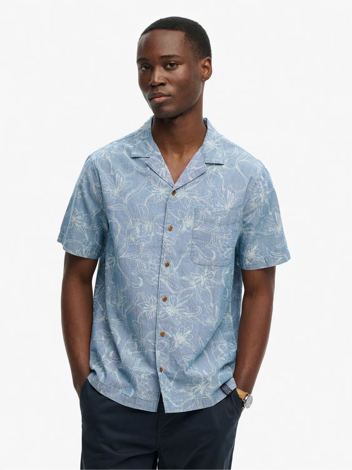 Рубашка с коротким рукавом Vintage Loom Cabana Superdry, Nouveau Blue Floral Dot