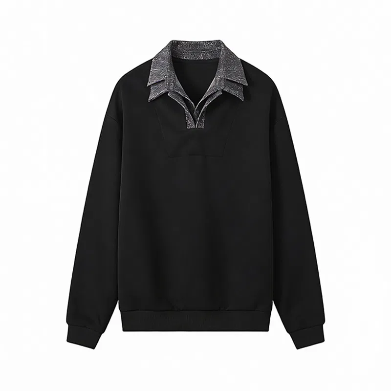 Детская толстовка с поло-воротником и средним ложным вырезом Two Piece, GWAF, Black