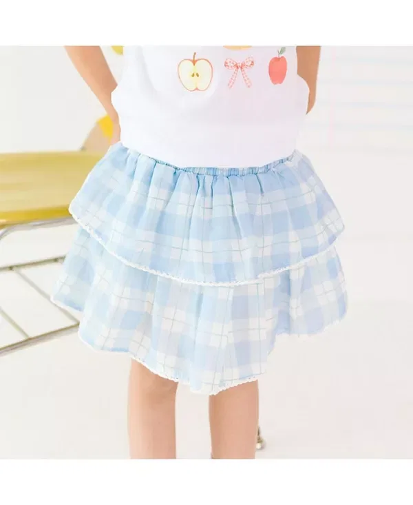 Детская юбка-шорты для девочек с принтом Plaid Skort Sweet Wink, синий — фото 3