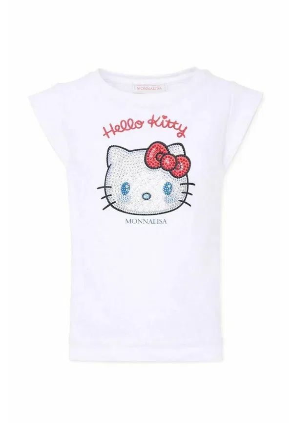 Футболка с принтом, хлопок, Print T-shirt Monnalisa, White, белый