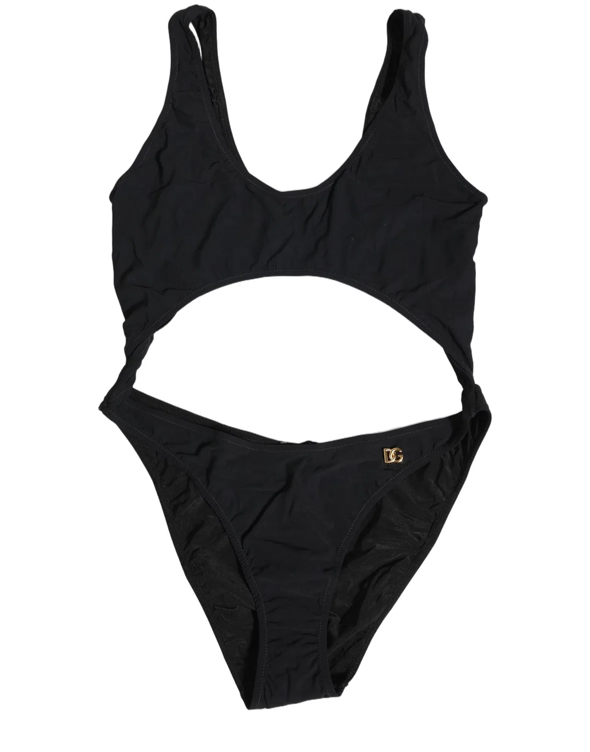 Женский купальник слитный с вырезом и золотым логотипом Dolce & Gabbana, Black — фото 3