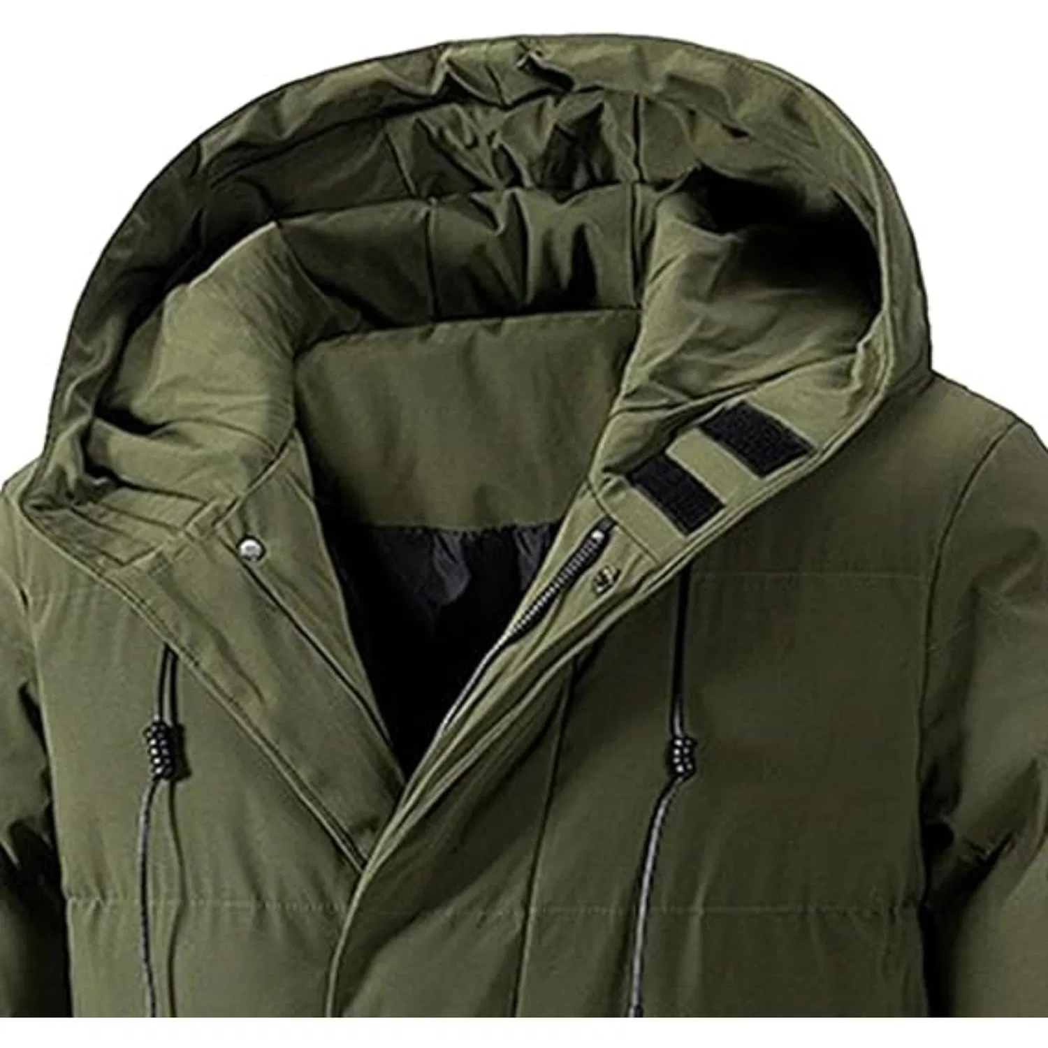 Мужская зимняя куртка с капюшоном утепленная, army green — фото 4