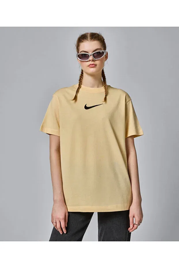 Женская футболка хлопковая Nike, Sarı — фото 3