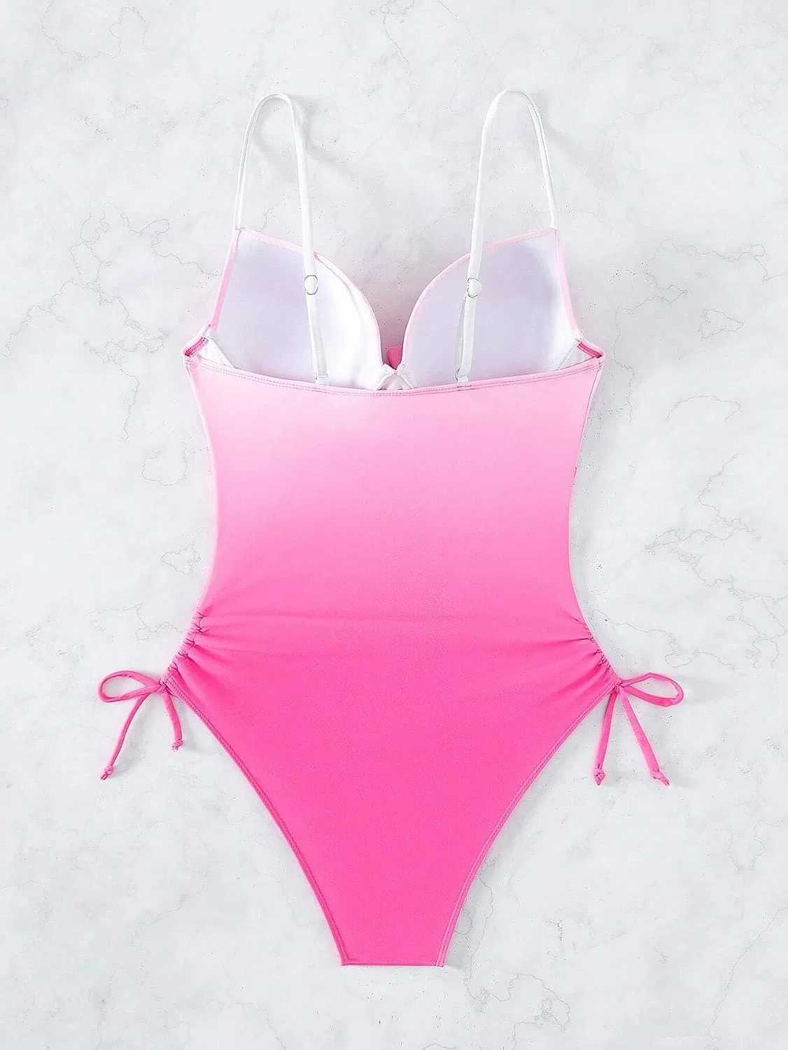 Женский цельный купальник с вырезами и чашками push-up, Hot Pink — фото 4