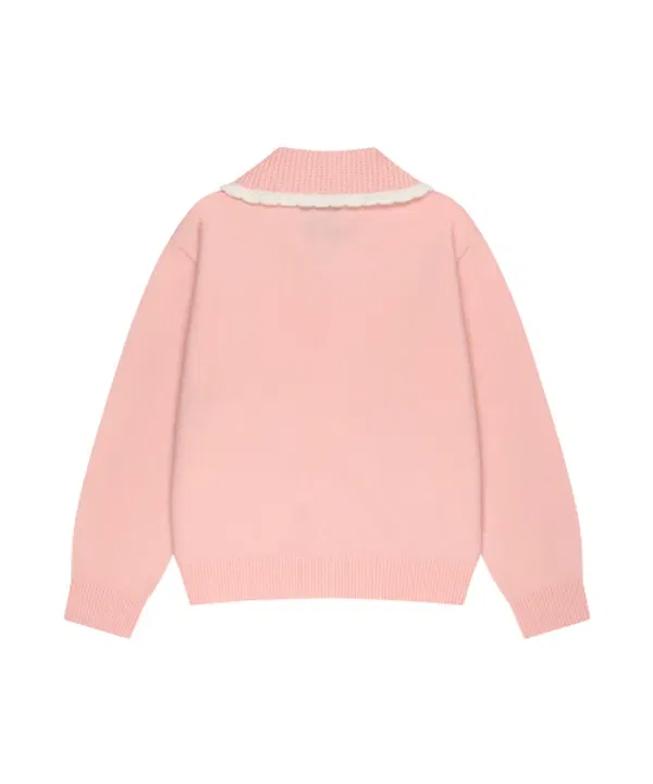 Кардиган детский с кружевным воротником, Marithé Kids, розовый — фото 3