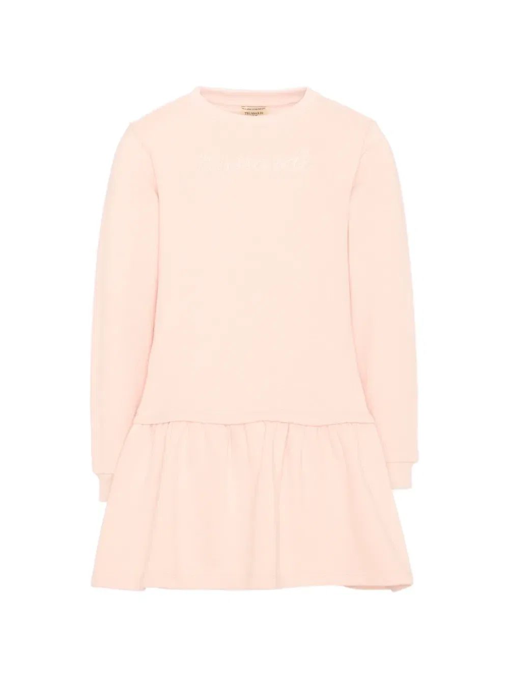 Платье с оборками и вышитым логотипом Trussardi Junior, розовый