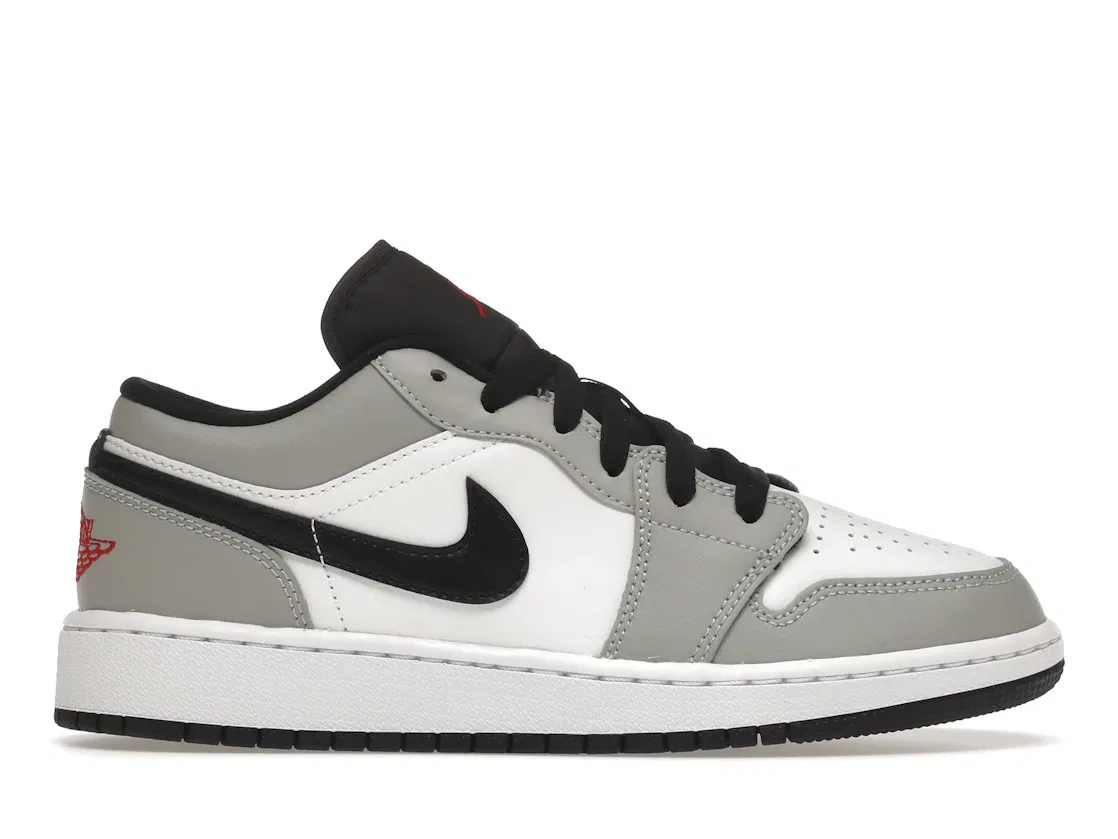 Детские кроссовки Lifestyle с ретро-дизайном Jordan 1 Low Jordan, Light Smoke Grey/Gym Red-White