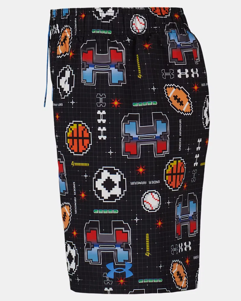 Шорты для плавания 15 см водоотталкивающие UPF 50+ UA Gamer Mode UnderArmour, Black/Ceylon — фото 4