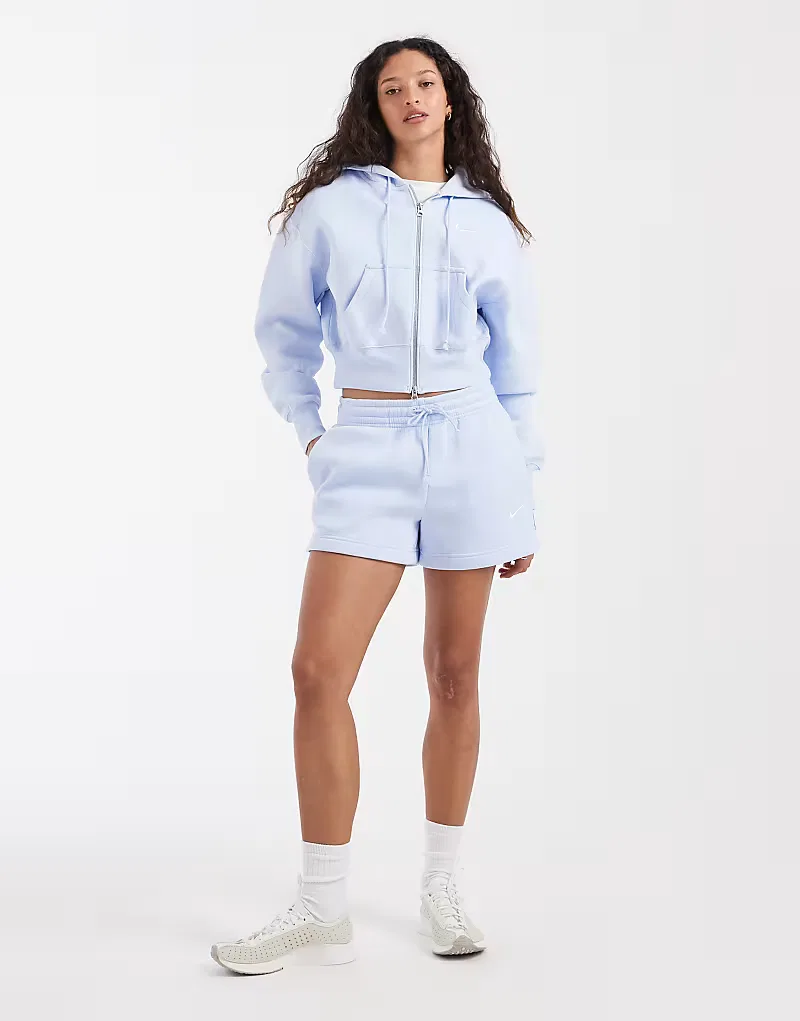 Укороченная толстовка Nike Phoenix Fleece на молнии, светло-голубой — фото 3