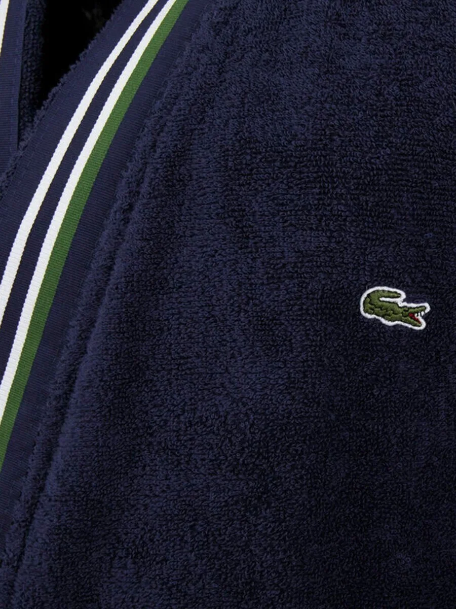 Длинный банный халат LACOSTE LCLUB, однотонный, морская синева — фото 2