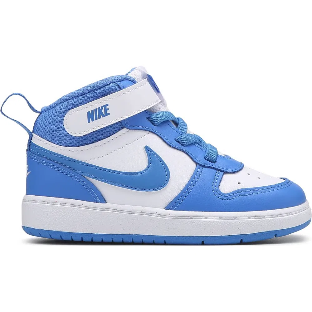 Детские кроссовки Kids' Court Borough Mid 2 High Top для малышей Nike, White/Blue — фото 2